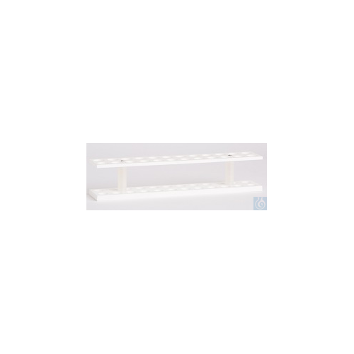 Test Tube Rack for 24 Tubes in 2 Rows,, white PP, (WxDxH) 300x60x88 mm, holes