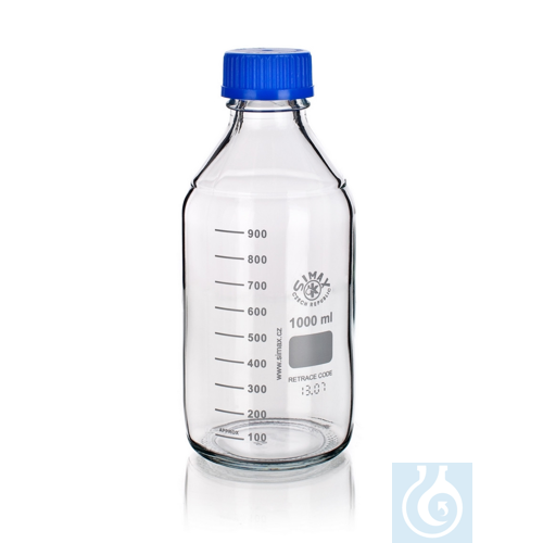Reagent Bottle GL45, with PP-Cap and Ring (blue), clear, 2000ml, 10/PK