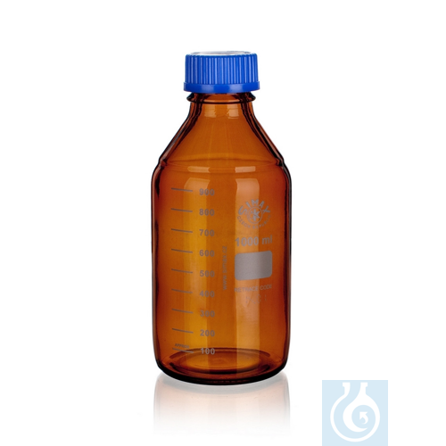 Reagent Bottle GL32, with PP-Cap and Ring (blue), brown, 50ml, 10/PK