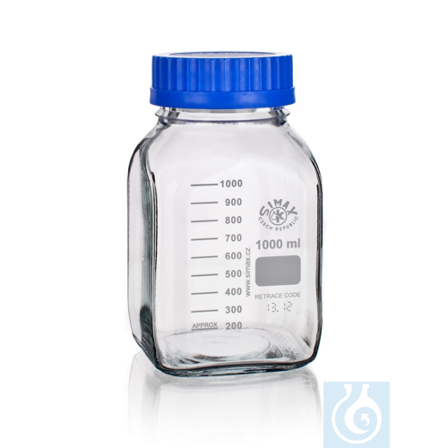 Reagent Bottle GL80, square, clear, 5000ml, 6/PK