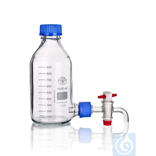 Reagent Bottle GL45, with PP-Cap and Ring (blue), clear, 2000ml, 8/PK