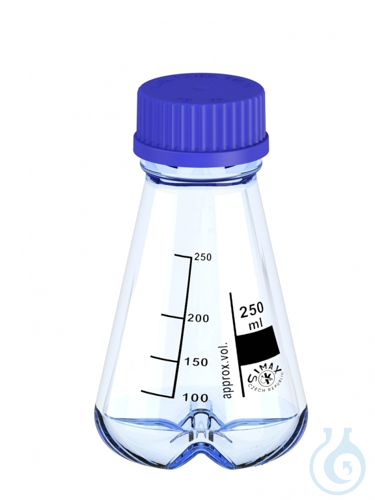 Flask, Erlenmeyer, with chicanes GL45, 250ml, 10/PK