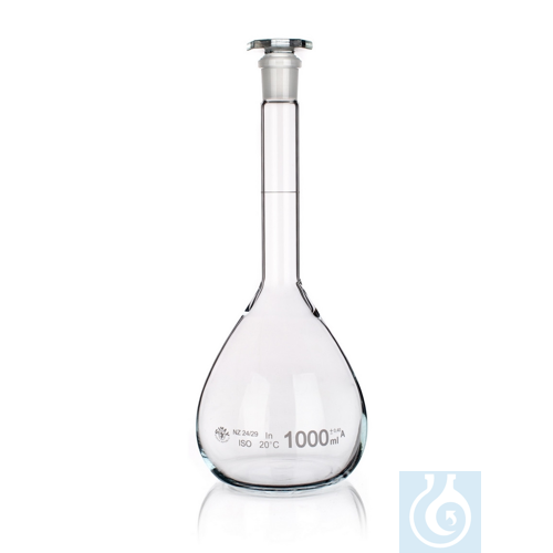 Flask, volumetric with Glass stopper NS 29/32, clear, Class A, 2000ml, 6/PK