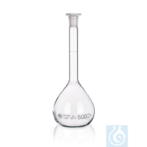 Flask, volumetric with plastic stopper NS 12/21, clear, Class B, 100ml, 10/PK