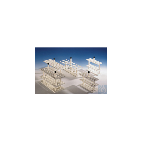 Rack for water baths PP white, 56 bores, 18,5mm diam., suitable for E19 (max.2)