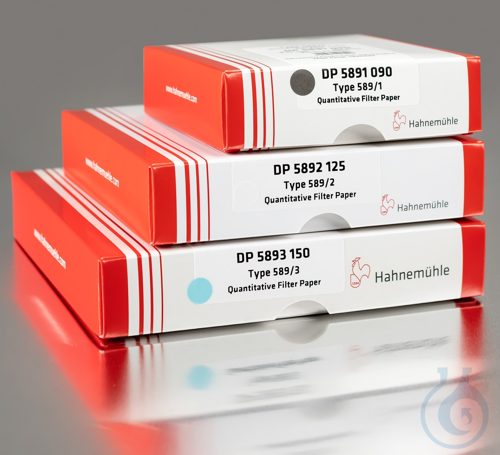 Filter paper 589/4, quantitative ,medium fast, free of fat, 81 g/sqm ,Discs 90 m
