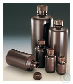 Nalgene&trade; Narrow-Mouth Amber HDPE Economy Bottles