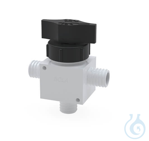 BOLA GL Ball Valves, GL 18, Ø 4 mm Type: 3-way, Elbow bore, cap and grip made of
