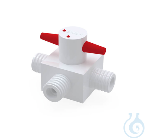 BOLA GL 3-Way Stopcocks, GL 25, Ø 6 mm PTFE, cylindrical stopcock plug and GL sc
