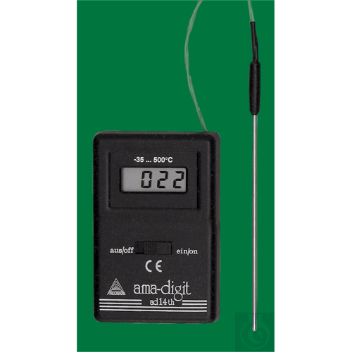 Electronic digital therm., ad 14 th, -35...+500:1°C, semi conductor of stainless