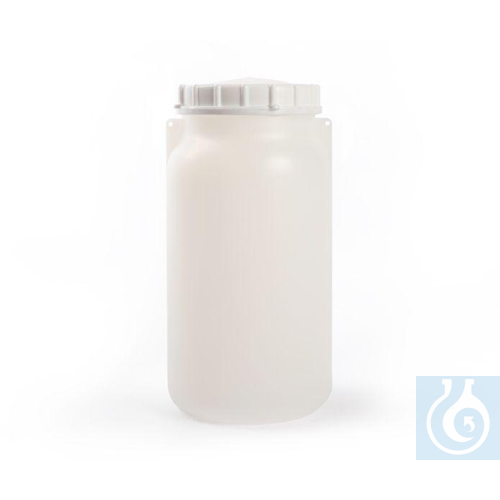 Round wide mouth bottles 3000 ml, HDPE, with screw cap, holes for warranty seal