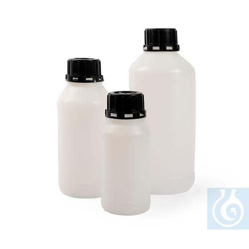 Wide mouth bottles 250 ml, HDPE, tamper evident screw cap, Ø 60 x H 140 mm