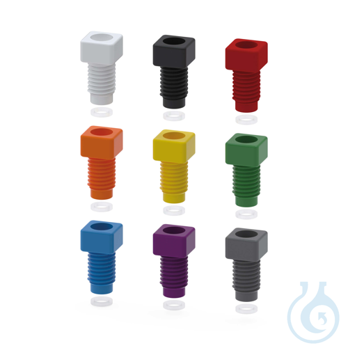 BOLA Tube End Fittings, UNF 1/4'' 28G, Ø 1,6 x 3,2 mm PP, orange, with washers