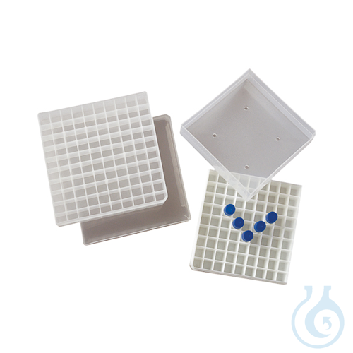 Freezer box, PP, for 100 (10x10) cryotubes up to 1,8 ml