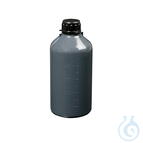 Narrow neck graduated bottle, cylindrical, LDPE, for photosensitive products, 25