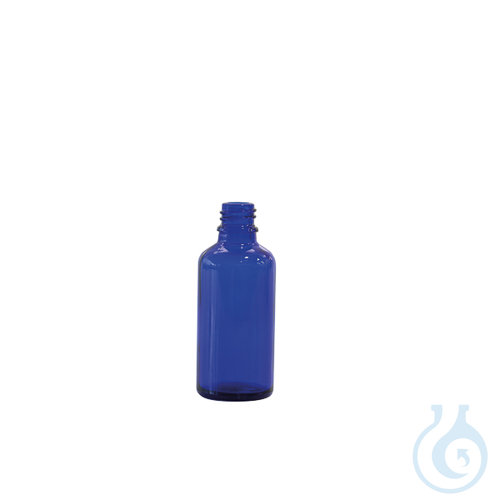 Glass bottle narrow neck, blue, DIN-18, 50 ml, 88 pcs