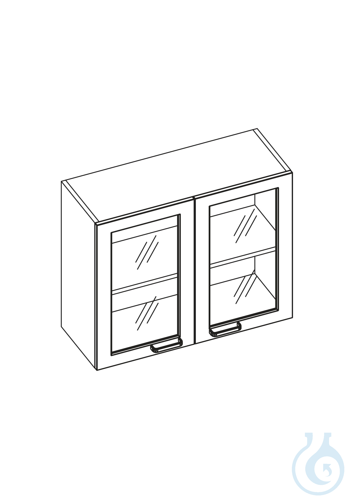 labtable Laborhängeschrank 2 Glastüren, 1 Regalboden BxHxT: 900 mm x 740 mm x 35