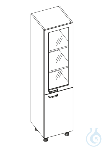 labtable Laborschrank 1 Glastür, 1 Tür, Scharniere rechts, auf Füßen, BxHxT: 450