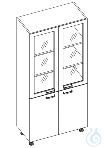 labtable Laborschrank 2 Glastüren, 2 Türen, auf Füßen, BxHxT: 900 mm x 1960 mm x
