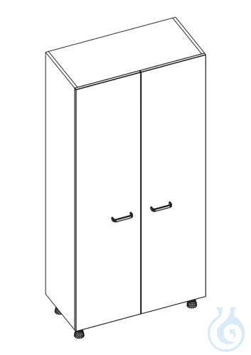labtable Laborschrank 2 Türen, Scharniere rechts, auf Sockel mit Blende, BxHxT: