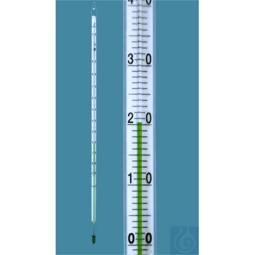 General purpose thermometer, enclosed scale, -10+250:2°C, capillary prismatic