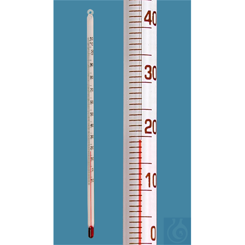 General purpose thermometer, simple type, solid stem, -10+150:1°C, white backed,