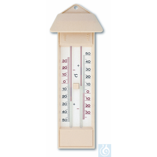 Maximum-Minimum thermometer according to Six, -35+50:1°C, red special liquid,