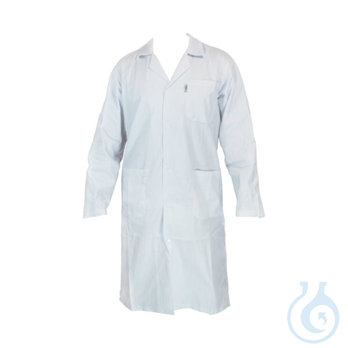 Lab-coat 100% cotton with snap button, man, white, size L (58 - 60), 10 pcs