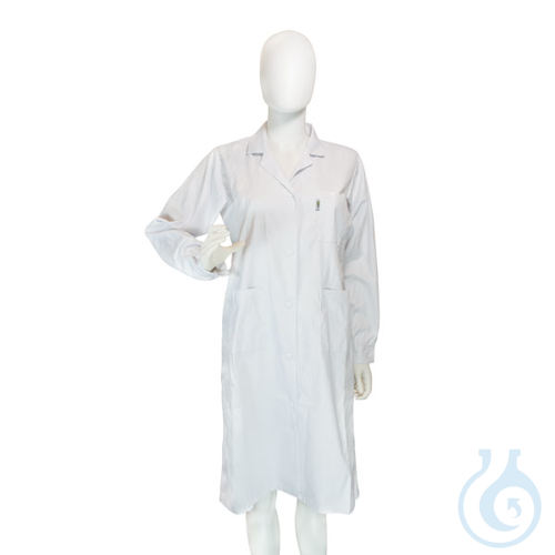 Lab-coat 100% cotton with snap button, woman, white, size XXL (58-60), 10 pcs
