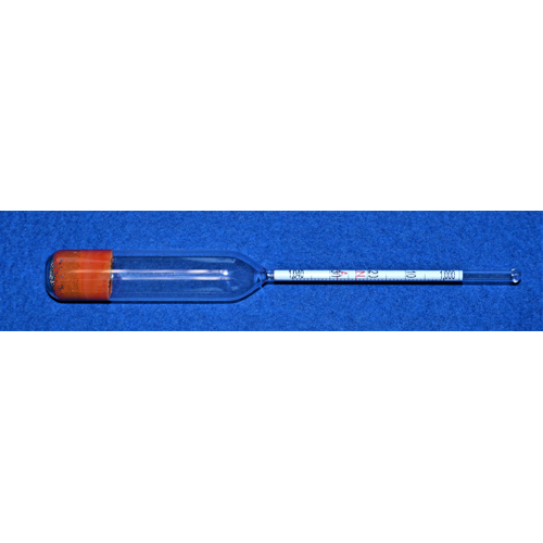 Hydrometer for sea water, 1,000-1,040:0,001g/cm³, accuracy +/- 1 scale division,