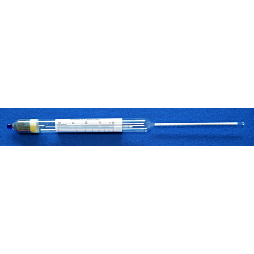 Beer boiling hydrometer, 0-5:0,1%mas, accuracy +/- 1 scale division, 400mm long,