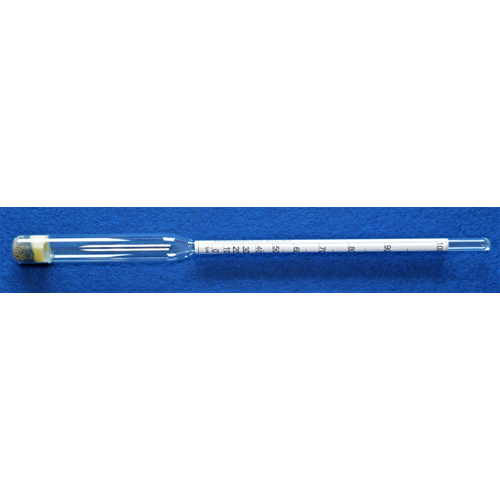 Alcoholometer, type Richter and Tralles, 0-100:1, accuracy +/- 1 scale division,