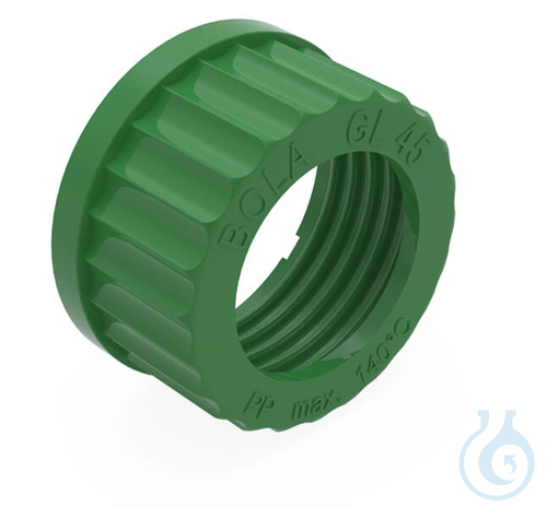 BOLA Screw Caps with Aperture, GL 45, Ø 34 mm green