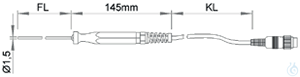 Immersion sensor, -65..1150°C, with handle, NiCr-Ni, 150 mm, 1,5 mmØ
