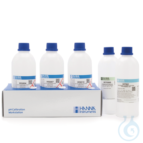 pH 4.01, pH 7.01, pH 10.01, (5) 500 mL bottles HI?70300L, HI7061L