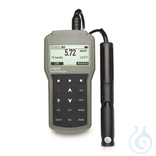 Waterproof portable DO and BOD meter with HI764073/10 probe, 10 m cable