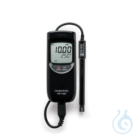 Portable EC/TDS/Temperature meter, HR, incl. HI763063, 1 m cable, DIN