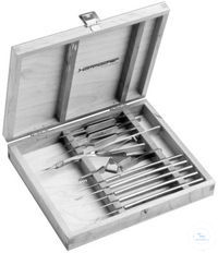 Micro dissecting set, 10 instruments in wooden case