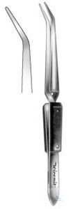 Soldering forceps, curved,, cross action, 160 mm