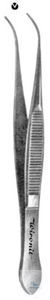 Micro tweezers, curved, 1: 2 teeth, anti-magnetic, 105 mm