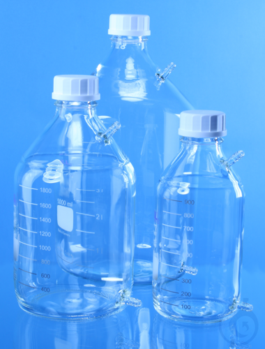 Inoculation bottles, media bottle, 1000ml with hose connection (olives)