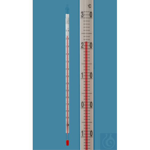 Precision thermometer, low temperature, similar DIN, enclosed scale,