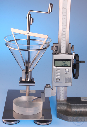 Apparatus for determining the angle of repose according to DIN ISO 4324,