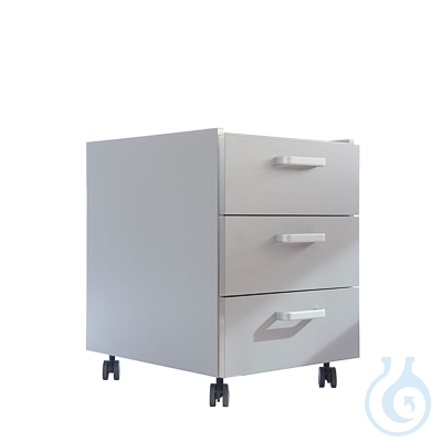 Auxiliar laboratory cabinet with wheels and 3 drawers, steel, 450 x 520 x 635 mm