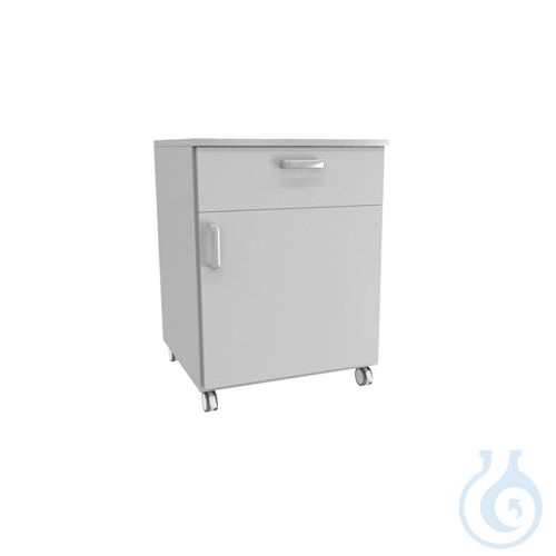 Auxiliar laboratory cabinet with wheels, one drawer and one door, 600 x 520 x 80