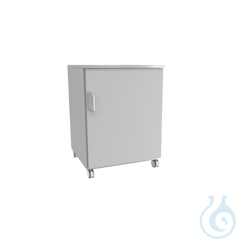 Auxiliar laboratory cabinet with wheels and one door, steel, 600 x 520 x 805 mm