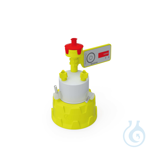 b.safe Cap GL45 with Stopcocks, 3x UNF 1/4'' Screw cap GL45 made of PP-yellow,