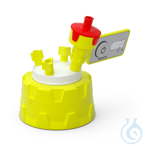 b.safe Cap GL45, 4x UNF 1/4'' Screw cap GL 45 made of PP yellow, insert made of