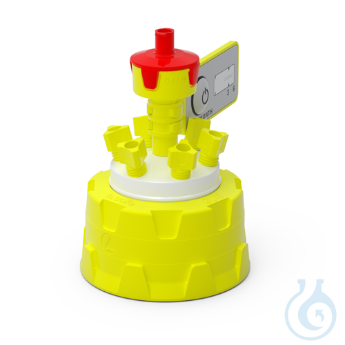 b.safe Cap GL45, 7x UNF 1/4'' Screw cap GL 45 made of PP yellow, insert made of