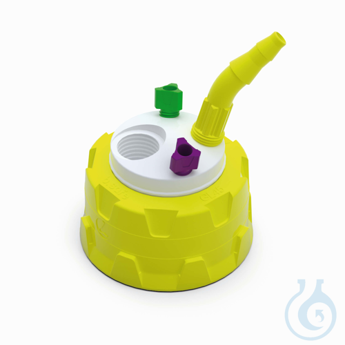 b.safe Waste Cap GL45, 2x UNF1/4'', 1x GL14, 1x NPT1/8'' Screw cap GL 45 made of